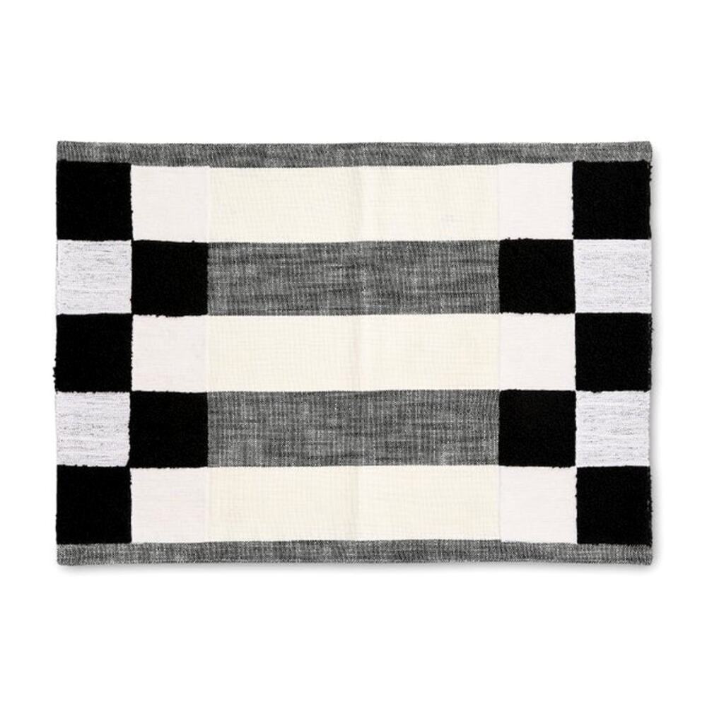 New MacKenzie-Childs Black Checks & Stripes Cotton Placemats 4pk Chic Kitchen